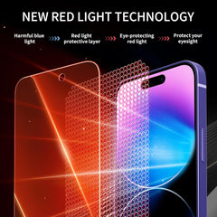 2 Pack Screen Protector for iphone 15 Pro Max [6.7 inch], New Red Light 9H Tempered Glass Screen Protector Upgraded Protection, Anti-Blue Light, Anti-Reflection, Patented Eye Protection.