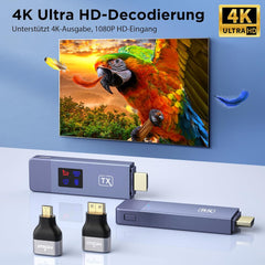 HDMI Wireless Transmitter and Receiver, 98 FT/30M Stabile Verbindung, 2,4G/5G tragbarer Wireless HDMI mit LED-Bildschirm, Plug & Play für Streaming Video Audio File von, Laptop, PC zu HDTV, Projektor.