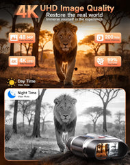 Night Vision Goggles - Smart APP Control 4K UHD Night Vision Binoculars, 10000mAh Battery, 128GB Card Included, 3'' Screen & 8X Zoom Binoculars, 2000FT Range for Camping, Hunting, Security-Sliver