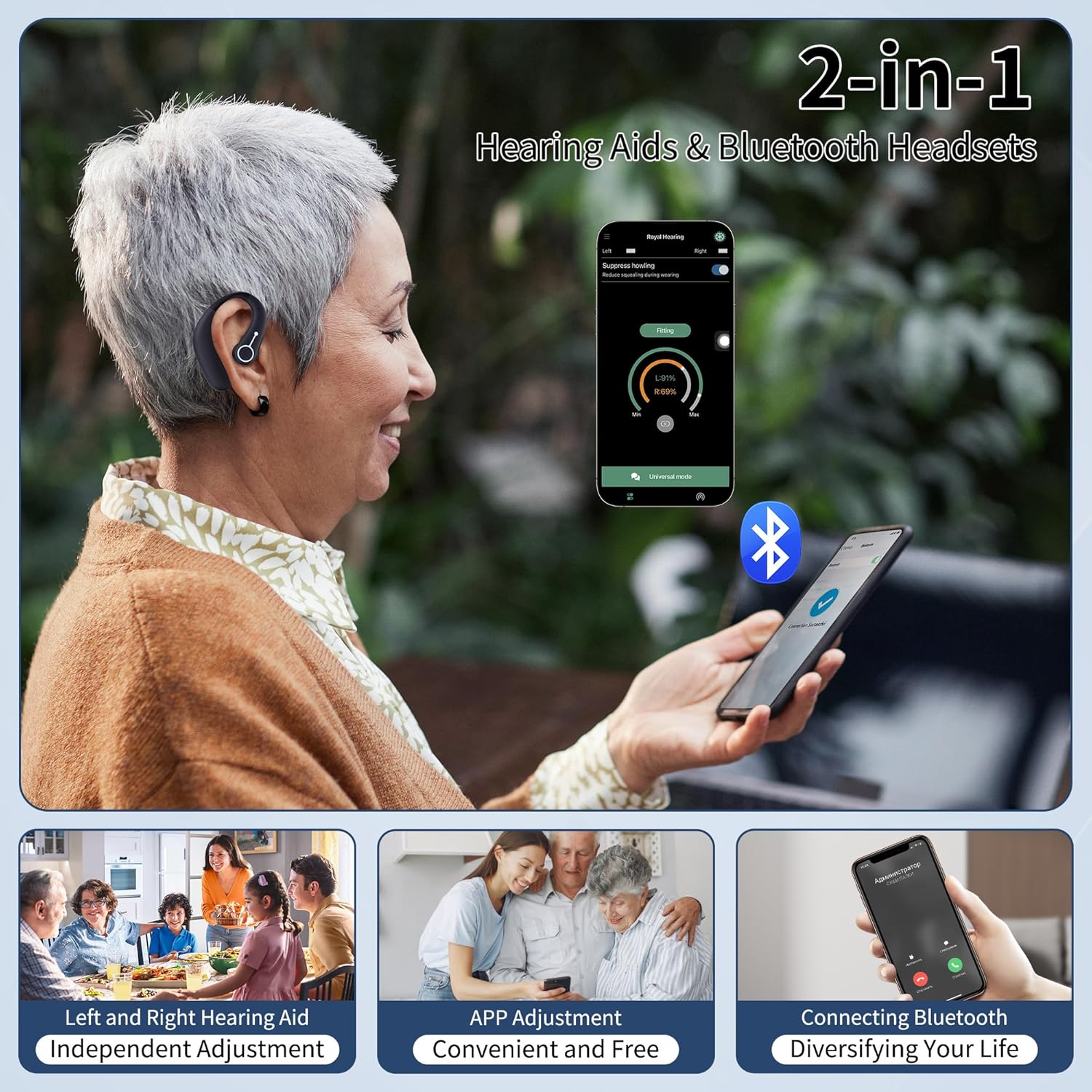 Hearing Aids for Seniors, Hearing Aids Rechargeable with Bluetooth, Hearing Aid APP Control, Hearing Amplifier for The Hearing Loss, Hearing Your Voice. FSA or HSA Eligible