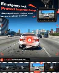 4K+4K Dash Cam Front and Rear, 2 HDR Night Vision, Free 128GB Card|5.8GHz WiFi6 - up to 20MB/s, 3" Full-Laminated Screen, App, GPS, G-sensor, Support 1TB Max, Power-Saving Parking Mode(Blue)