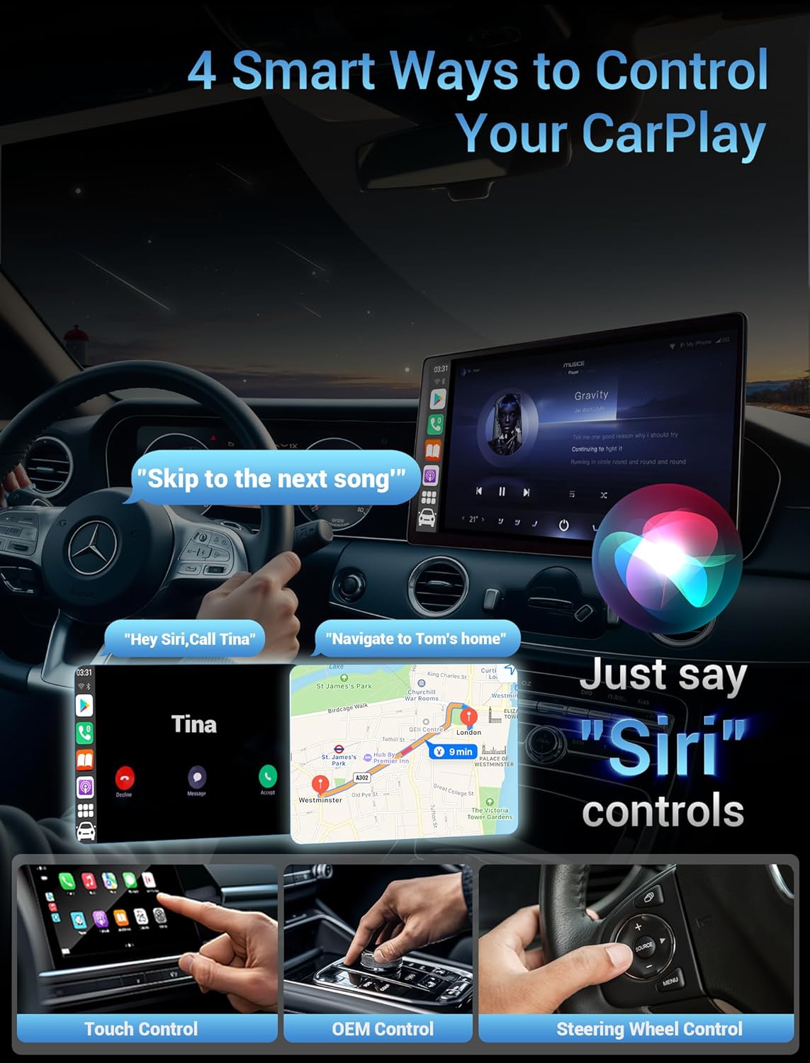 Wireless CarPlay Adapter - Converts Wired to Wireless CarPlay in 5 Seconds, Plug & Play, A7 Dual-Core Chip, Zero Latency, Stable Connection, Compatible with Apple iPhone iOS 10+ & Vehicles 2015+