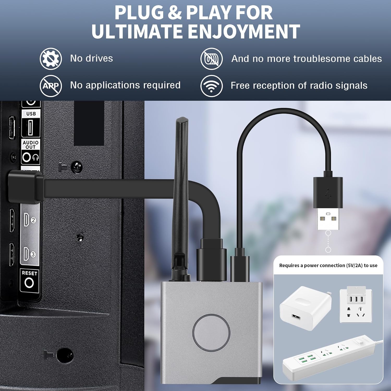 Wireless HDMI Display Dongle Adapter,Portable Transmitter,Plug & Play Streaming Media/Audio/File HDMI Wireless Extender from Smartphone,Laptop to HDTV/Monitor/Projector,Support Airplay DLNA Miracast
