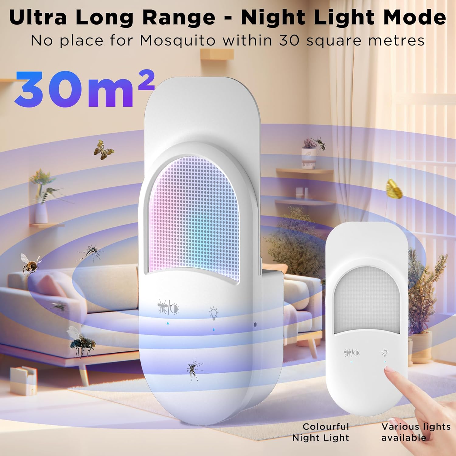Fly Trap Indoor Plug-in 2-in-1 Flying Insect Trap with 7pcs Fly Trap Refill, Indoors Fly Trap Mosquito Trap with Night Light Gnat Traps for House Indoor Fly Trap for Moths Other Flying Insects