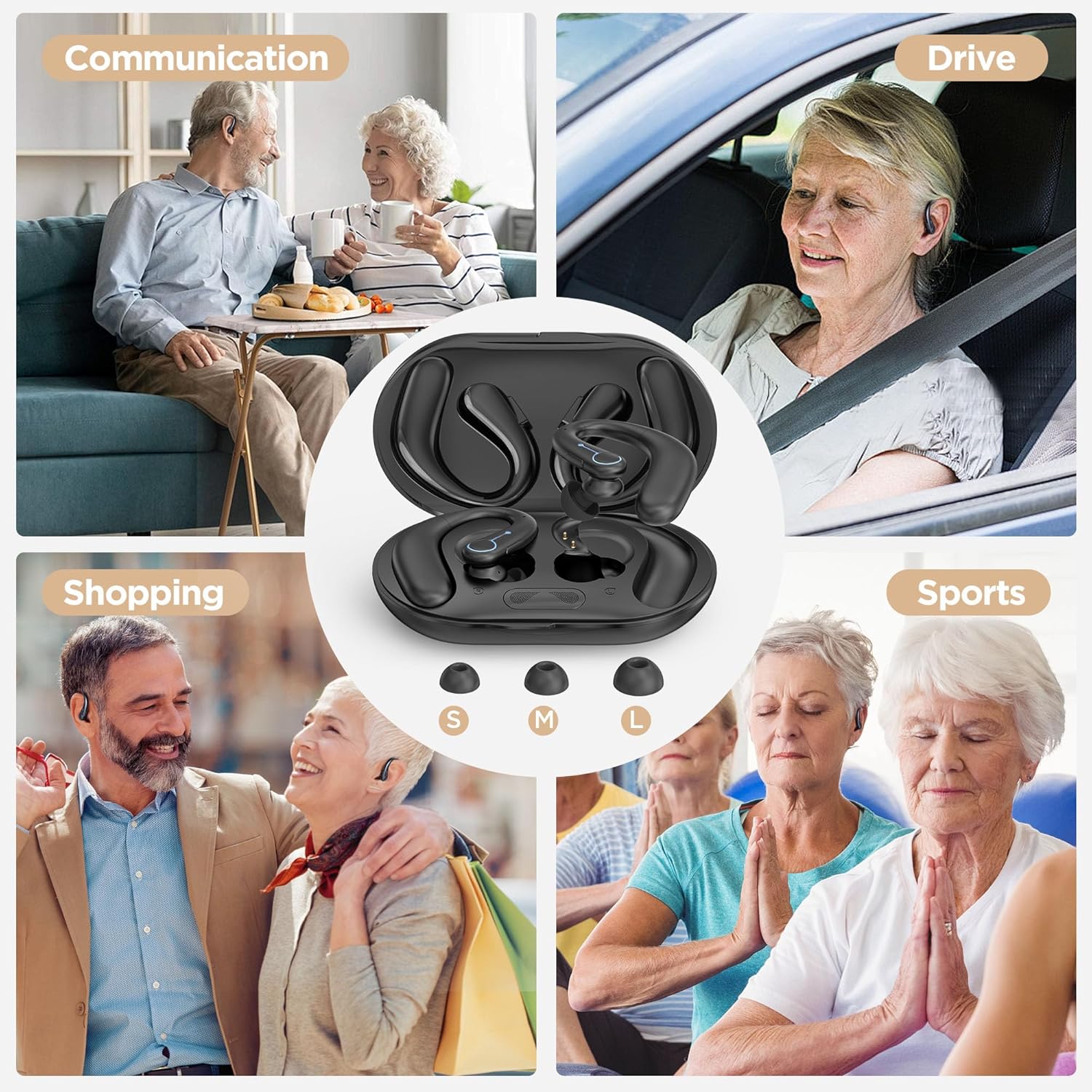 Hearing Aids, Hearing Aids for Seniors with Bluetooth, Rechargeable Hearing Aid with APP for People with Hearing Loss, 5 Levels of Volume Automatic Noise Cancellation, Clear Sound and Easy to Use