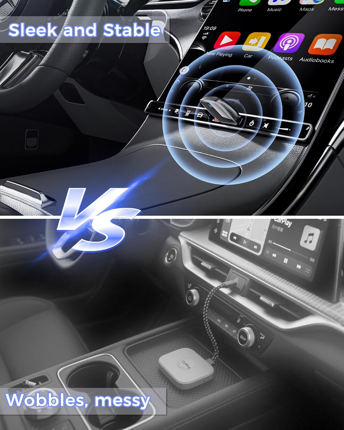 Wireless CarPlay Adapter 2025 Upgrade, Mini USB Design Converts Wired Car Play to Wireless, Plug and Play, Ultra-Low Latency Fast Stable Connection Compatible with iPhone 6+(Black)
