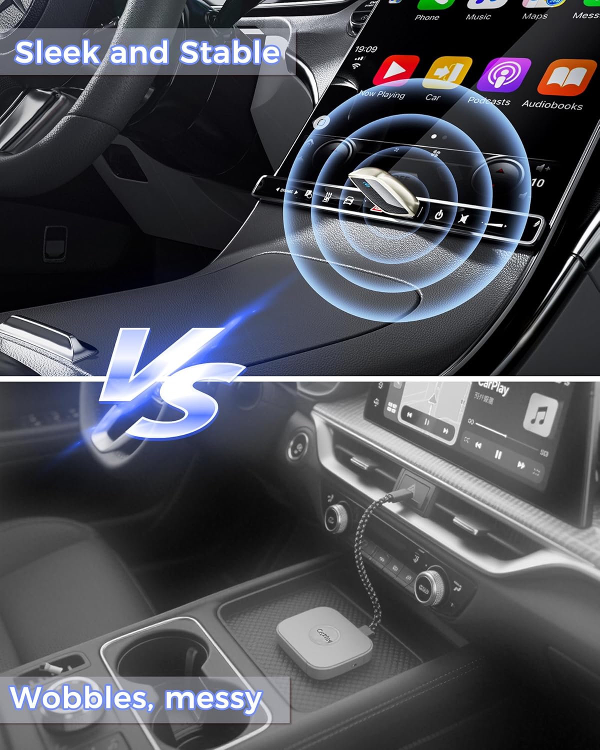 Wireless CarPlay Adapter 2025 Upgrade, Mini USB Design Converts Wired Car Play to Wireless, Plug and Play, Ultra-Low Latency Fast Stable Connection Compatible with iPhone 6+(Gold)
