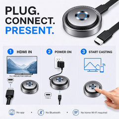WASOCA Wireless HDMI Display Adapter Wireless Extender (Silver Grey)