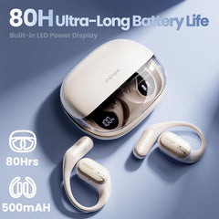 2026 Upgraded Open Ear Headphones,Over Ear Earbuds with Ergonomic Earhook,Bluetooth Headphones 6.0 with Smart Digital Display,80H Playtime,IPX7 Waterproof,Touch Control Operate Fit Cycling,Running