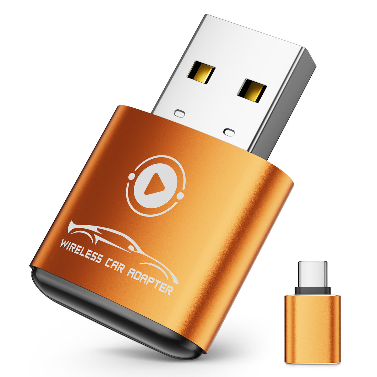 Wireless CarPlay Adapter for Apple iPhone（2026 Upgraded） Mini Design, Converts Factory Wired to Wireless Adapter for CarPlay, Plug and Play, Auto Connect Fast and Stable(Orange)