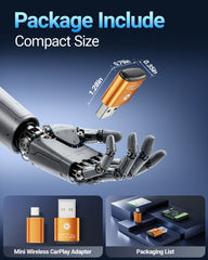 Wireless CarPlay Adapter for Apple iPhone（2026 Upgraded） Mini Design, Converts Factory Wired to Wireless Adapter for CarPlay, Plug and Play, Auto Connect Fast and Stable(Orange)